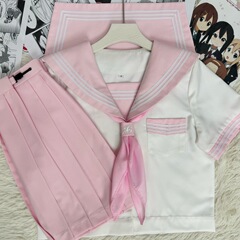 知半城オリジナルjk制服セットピンクセーラー服夏ソフト萌えかわいい少女学生学院風半袖