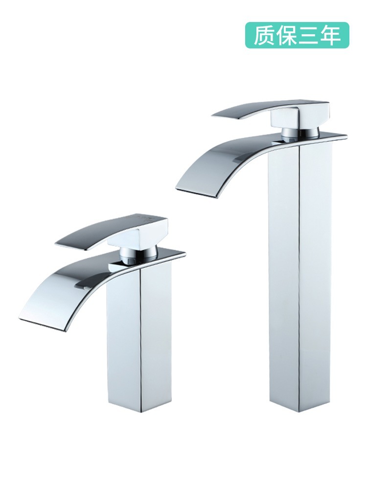 Black stainless steel washbasin, hot and cold water faucet, hotel bathroom washbasin, bathroom cabinet, square waterfall faucet undefined