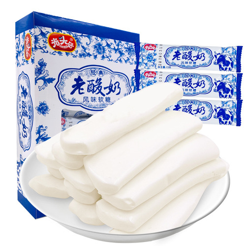 Old Man Without Hair Yogurt Flavor Gummy Pull Noodles Traditional Milk Candy Snack 8090 Nostalgic Snacks 30 Pouches/Box