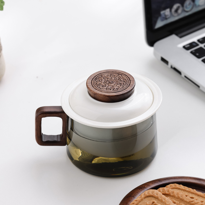 Taza de café de vidrio original Taza de café de cerámica con platos de impresión comercial LOGO