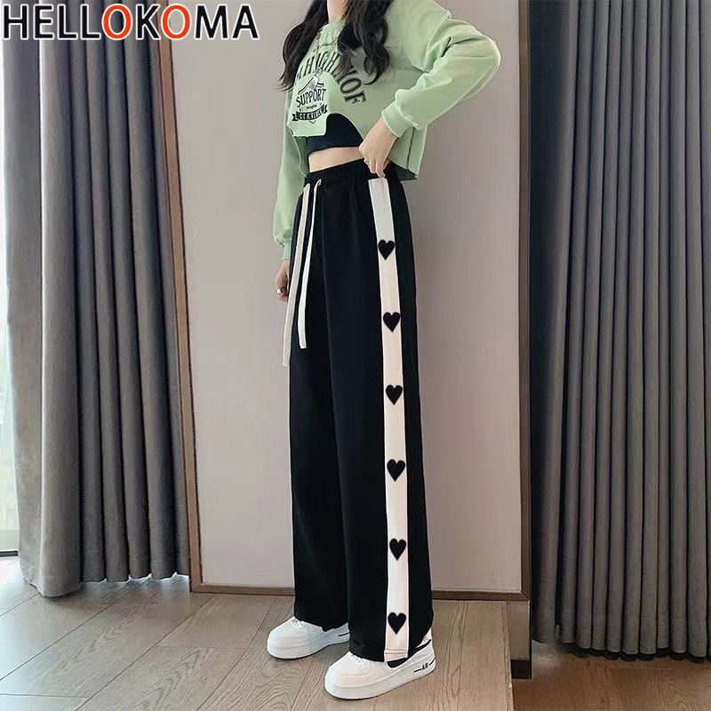 Autumn 2022 New Wide Leg Pants Female Students Korean Loose Casual Sports Instagram Popular All-match Straight Pants