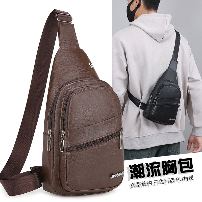 Bolsa de pecho para hombres PU casuales monocolor mochila de hombro en diagonal nuevo tipo de mochila de cintura de moda nuevo mochila al por mayor