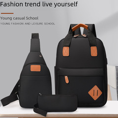 Cross-border 2024 New Arrival Backpack USB Three-Piece Set Travel Bag – Unisex Business Laptop Bag, Factory Wholesale