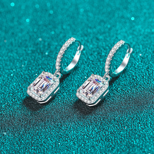 925 sterling silver earrings for women moissanite ear buckles emerald radiant cut ear jewelry plated pt950 gold manufacturer wholesale