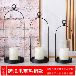 European Style Wrought Iron Wedding Candlestick Ornaments ins Style Nordic Style Vintage diy Candle Container Living Room Ornaments Crafts