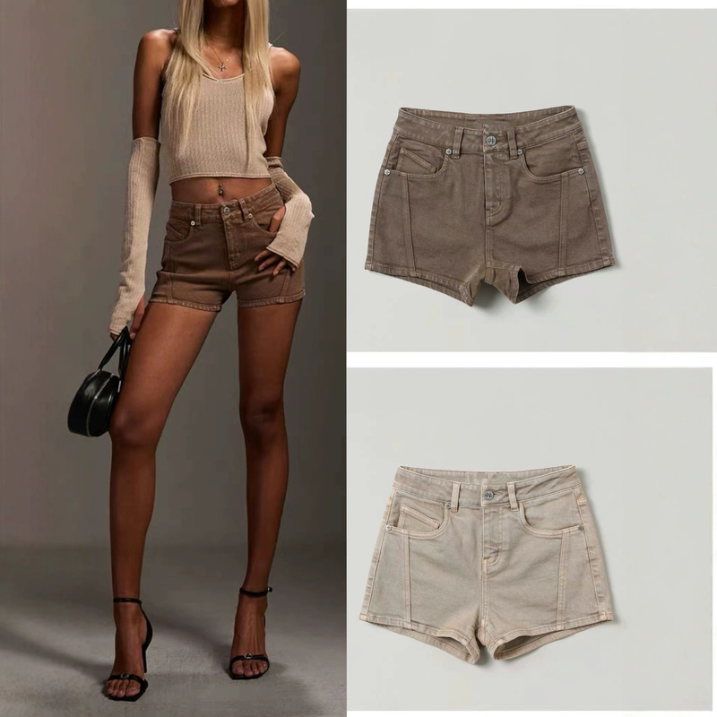 Sk Vintage Elastic Denim Shorts Retro High-Waisted Tight-Fitting Biker Style Hot Pants Sk Vintage Elastic Denim Shorts Retro High-Waisted Tight-Fitting Biker Style Hot Pants