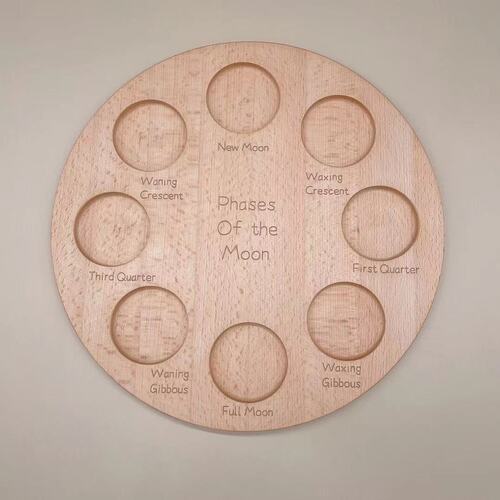 Australian phases of the moon Montessori moon phase plate Happé gumnut directional recognition blocks teaching aids