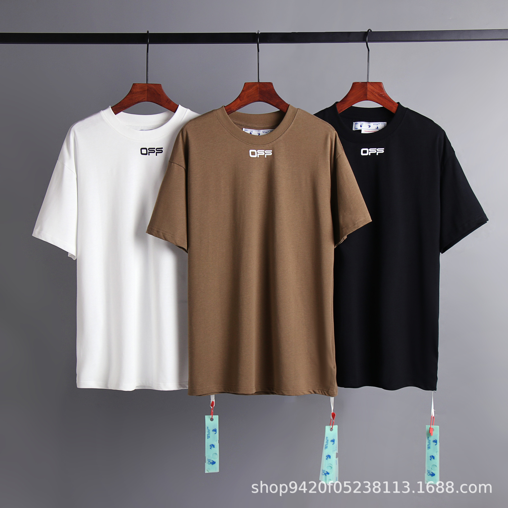 thumbnail for European and American fashion brand spring and summer high version OW reflective hollow arrow round neck pullover short sleeve wholesale generation