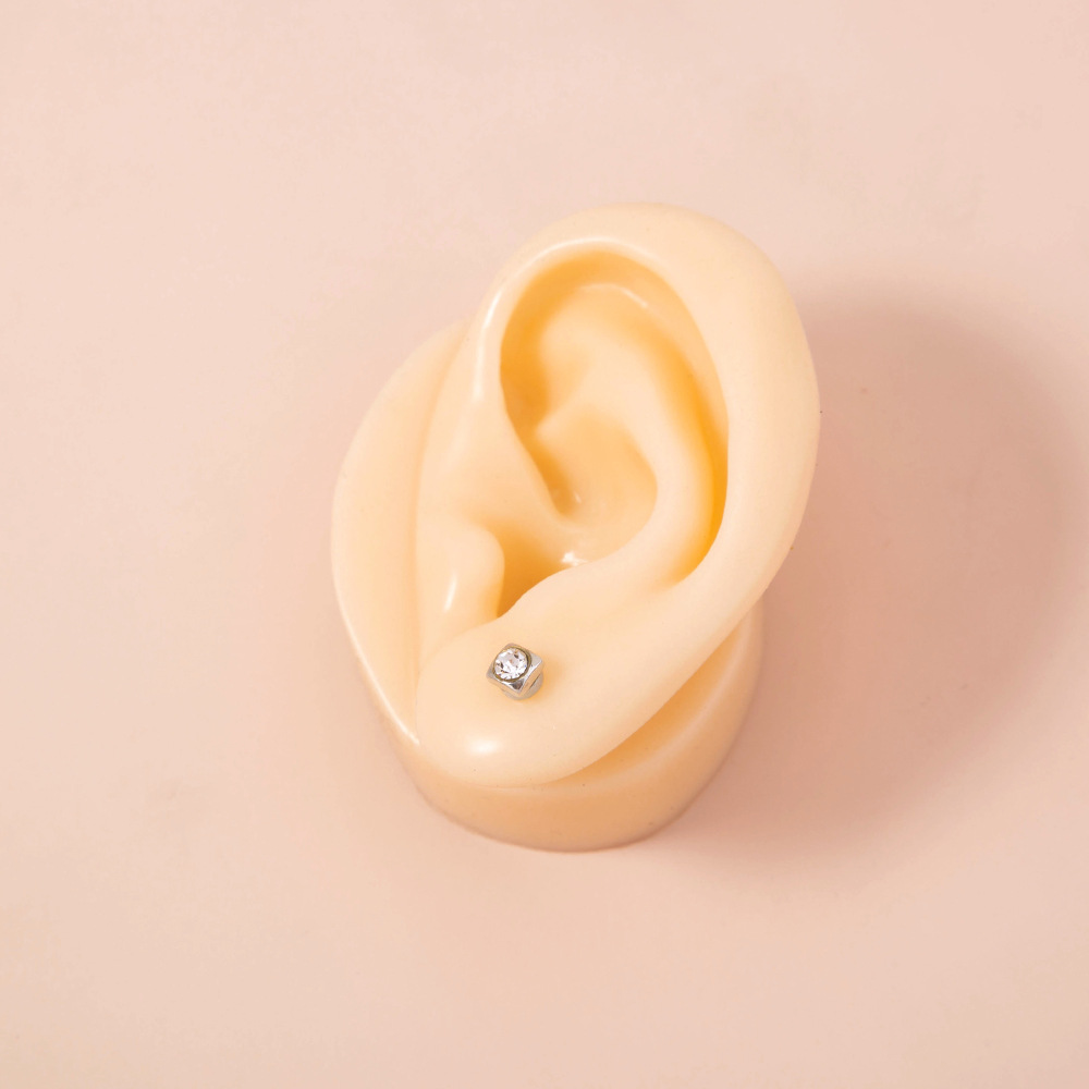 fashion stainless steel square diamond nose ring magnetic false nose stud