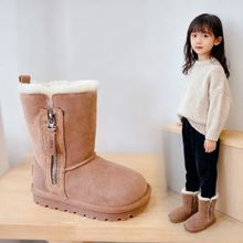 2025年冬季新款童鞋男童时尚复古棉靴韩版加厚保暖女童真皮雪地靴