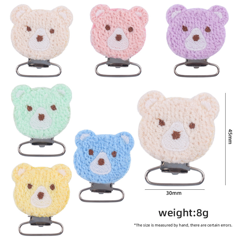 Suministros para bebés nuevo ganchillo DIY oso cabeza pezón clip bebé oso clip pezón anti-caída cadena Accesorios