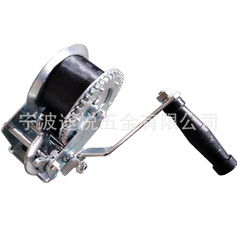 厂家供应1200LBS手动绞盘带8米黑色织带 1200LBS手摇绞车