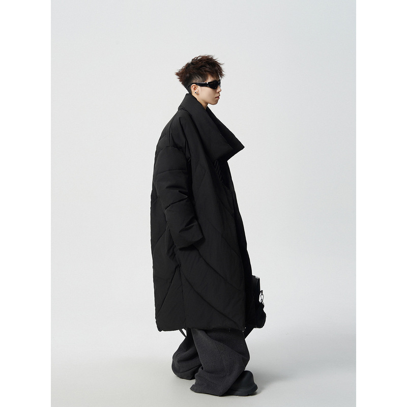 American-Style Handsome Walking Mid-Length Extreme Cold down Jacket for Men in Winter, Thickened and Stylish Cotton Coat