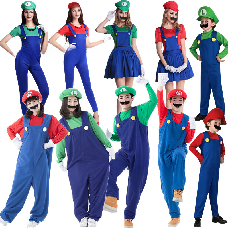 Mario clothes, Mario Mario clothing, Super Mario adult cosplay children's suit, one-piece suit