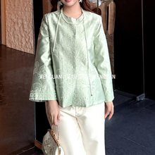 深圳南油篙货整件定位刺绣＋手工钉珠丝毛外套新中式上衣不退