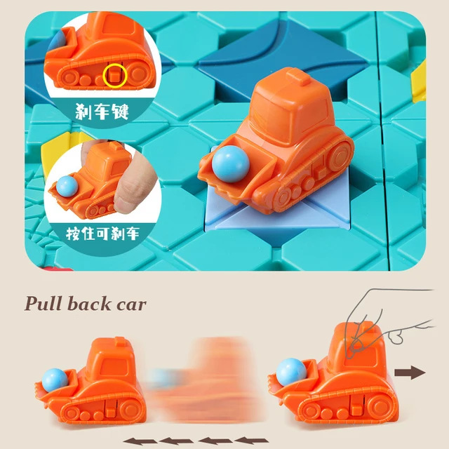 Educación temprana de los niños pensamiento lógico entrenamiento DIY montaje carretera construcción laberinto Tire hacia atrás pequeña carretilla elevadora pista juguete