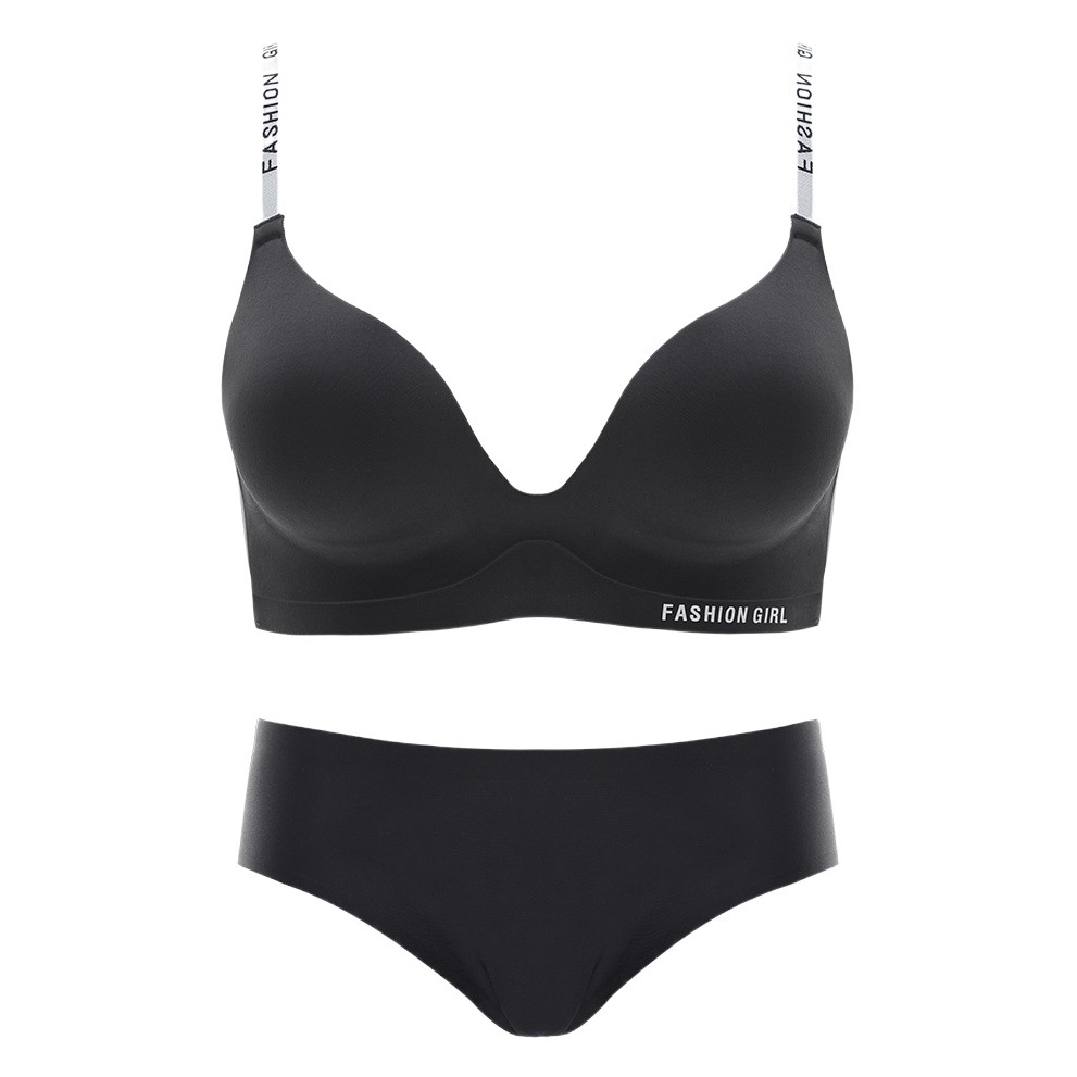 Ropa interior sin costuras Pecho pequeño de verano para mujer empuja hacia arriba el soporte superior anti-flacidez nuevas letras traje de sujetador ajustable con fugas