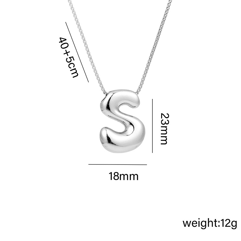 12g Weight Vacuum Plating Gold Plating Process White Gold Plated Plating Material Copper Pendant Material Pendant Necklace Classification Copper Chain Material 1 Piece Quantity Daily Occasion Copper Material Letter Pattern Women's Gender Plating Design Basic Style Copper White Gold Plated Basic Plating Letter Pendant Necklace 19