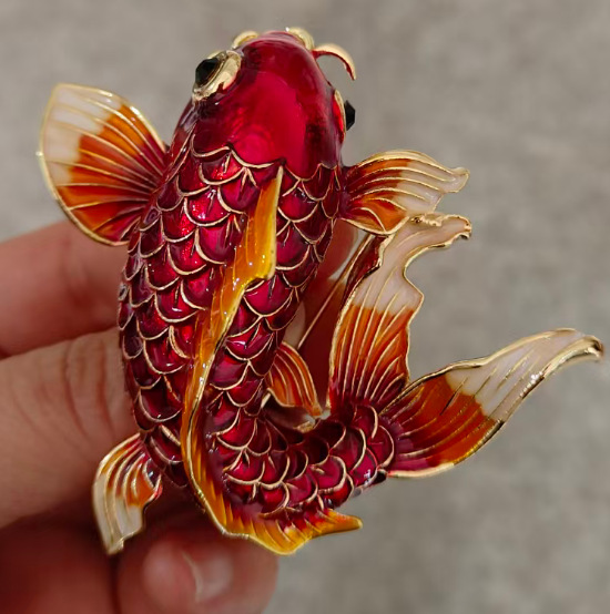 Guofeng Koi broche temperamento lujoso abrigo accesorios de ropa aleación broche goteo azul abrigo de carpa flor de pecho