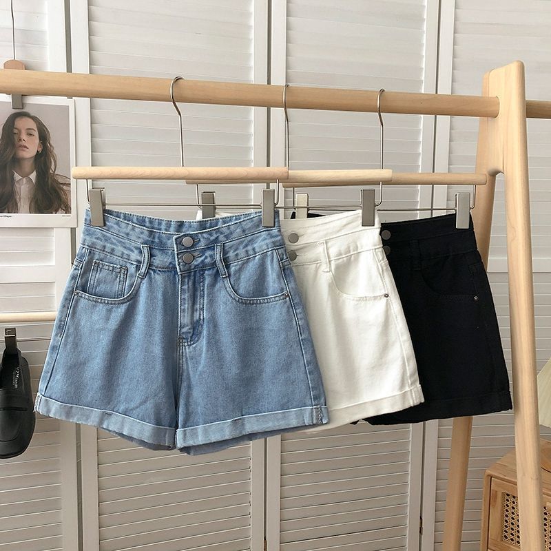 Women's High-Waisted Denim Shorts 2026 Summer New Style Loose Slimming Straight A-Line Rolled Hem Hot Pants Trendy Ins Women's High-Waisted Denim Shorts 2026 Summer New Style Loose Slimming Straight A-Line Rolled Hem Hot Pants Trendy Ins