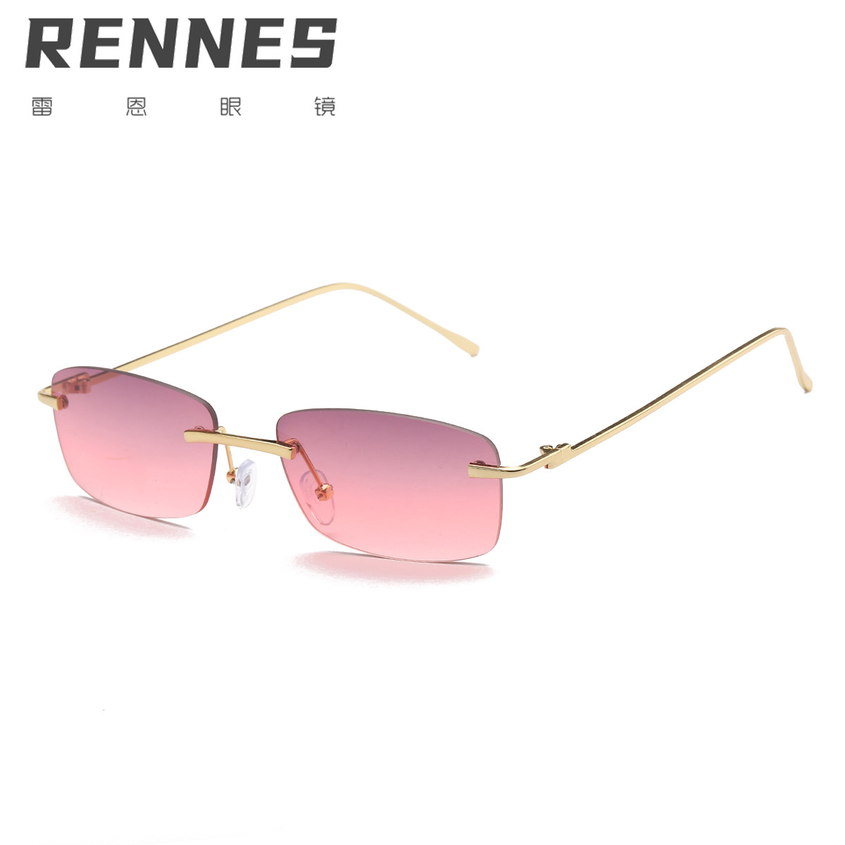 2021 retro sin marco cuadrado recorte pequeño marco ins gafas de sol metal marino transfronterizo gafas de sol para mujeres 81031