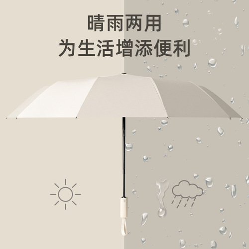 Fully automatic folding umbrella, custom-made 24-bone extra-large parasol, sunny or rainy, sun protection and UV protection sun umbrella