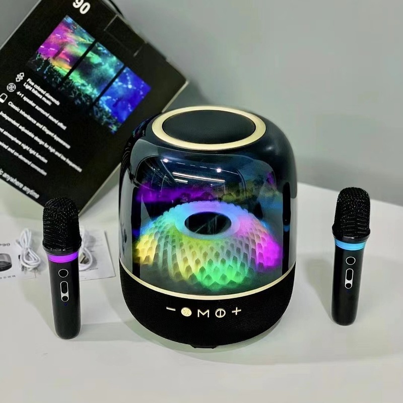 よく売れている瑠璃5無線bluetoothスピーカーのまぶしいライトのデスクトップの重いサブウーファの高品質の家庭のk歌のセットは歌を歌います。|undefined