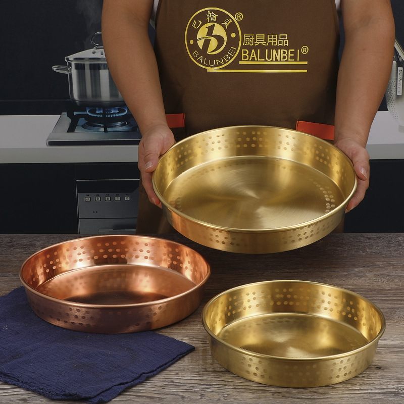 Round Copper Plate Pure Copper Rice Cake Plate Soup Plate Dish Feng Shui Plate Copper Utensils Deepening Copper Basin Copper Soup Plate Brass Copper