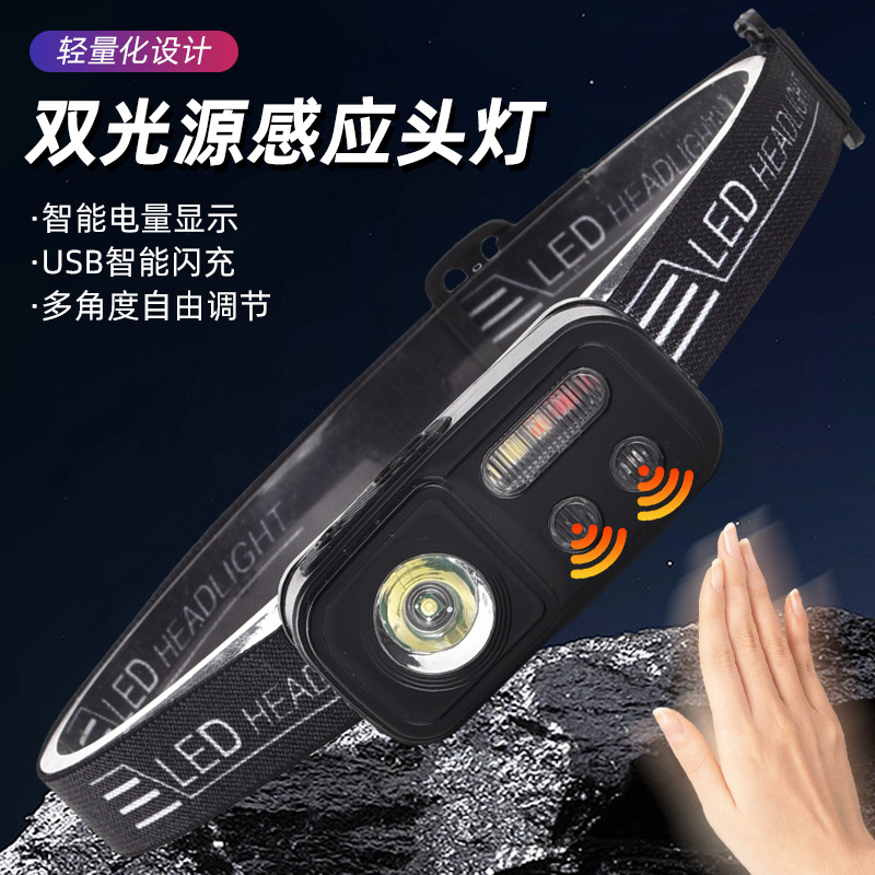 Transfronteriza de doble sensor de luz del faro resalte giratorio pantalla eléctrica faro al aire libre camping aventura escalada faro