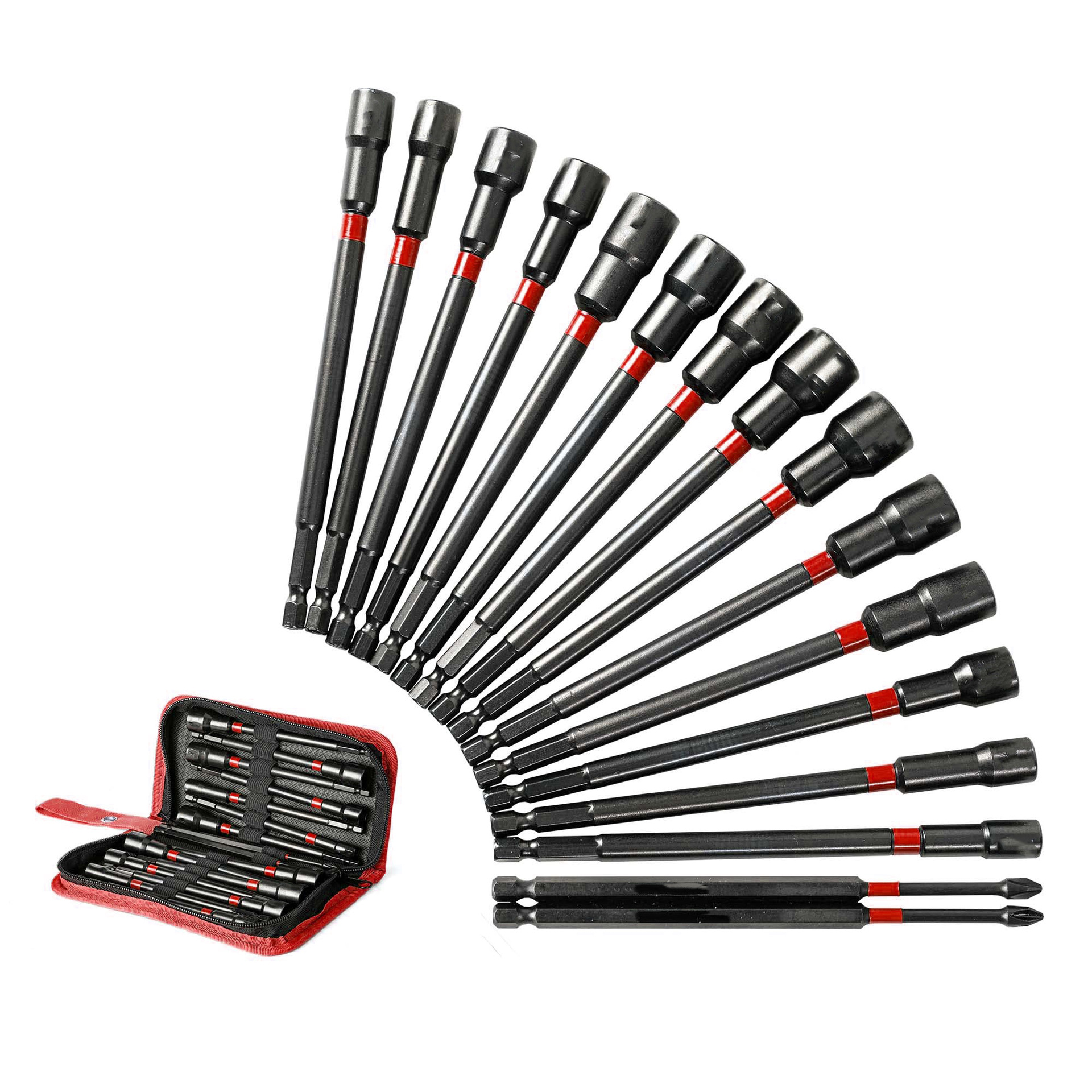 跨境爆款 16件套磁性螺母驱动器套装长螺母驱动器 长螺母传动装置