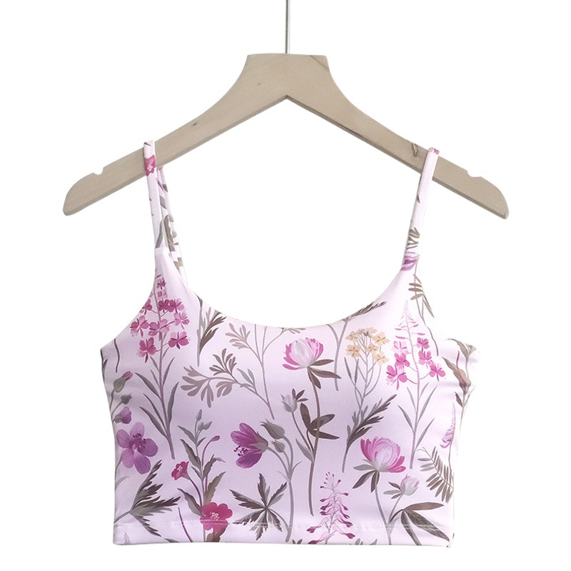 Ropa de yoga popular ropa interior de moda mujer creativa impresa Sujetador deportivo anti-sacudida fija almohadilla en el pecho desgaste exterior Chaleco de fitness