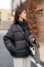 年新款小个子短款羽绒服女款冬季加厚基础百搭面包服黑色外套