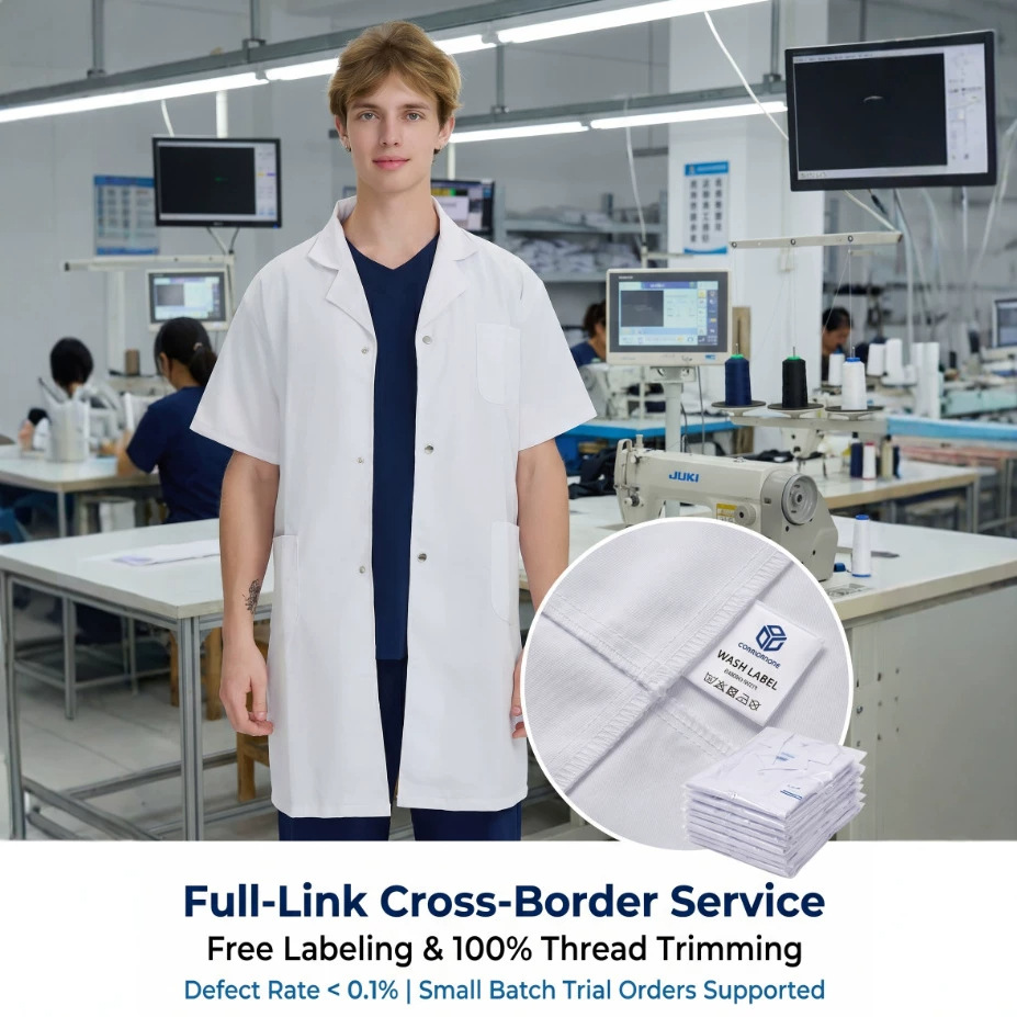 Batas de laboratorio transfronterizas, batas blancas, modelos de comercio exterior para hospitales, uniformes médicos, los más vendidos en Amazon, uniformes de trabajo de manga larga del sudeste asiático. image 4