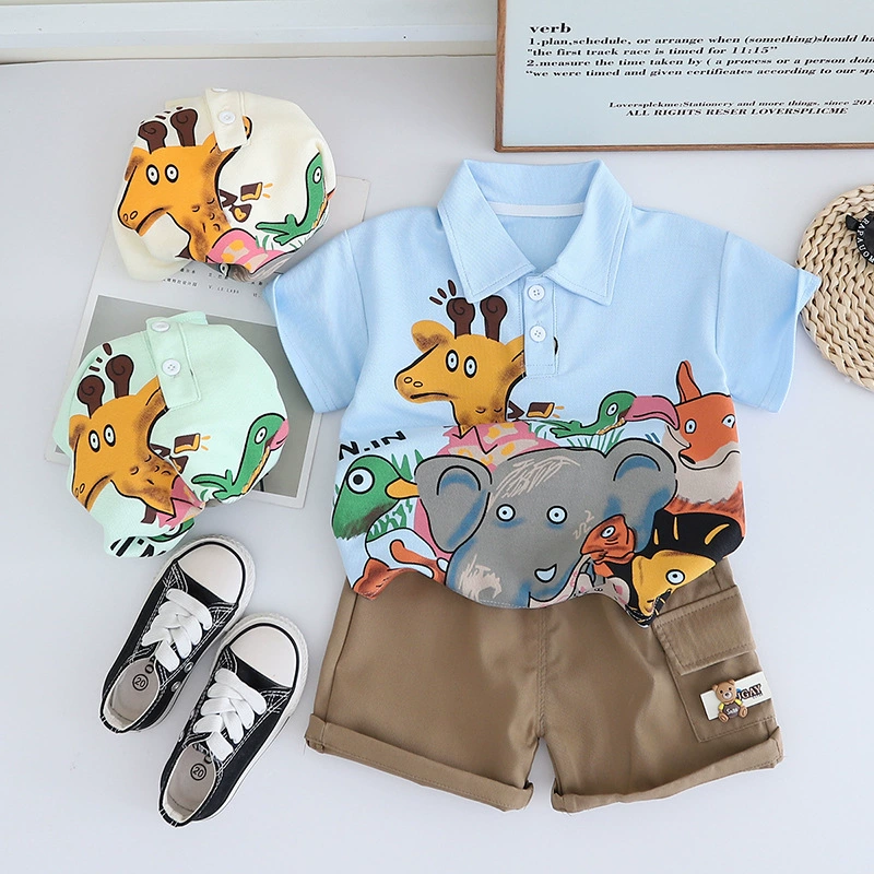 Summer clothing, set, cartoon children's polo, with short sleeve