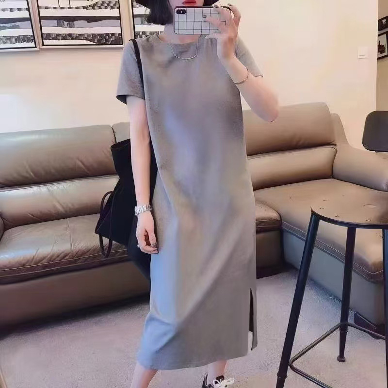 純綿tシャツのスカートの女性の夏の大きいサイズはゆったりしています。|undefined