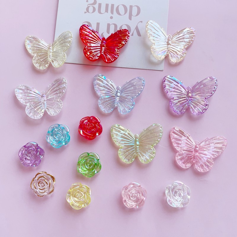 Ab Color Large Butterfly Camellia DIY Jewelry Accessories Phone Case Hole Shoe Accessories Materials