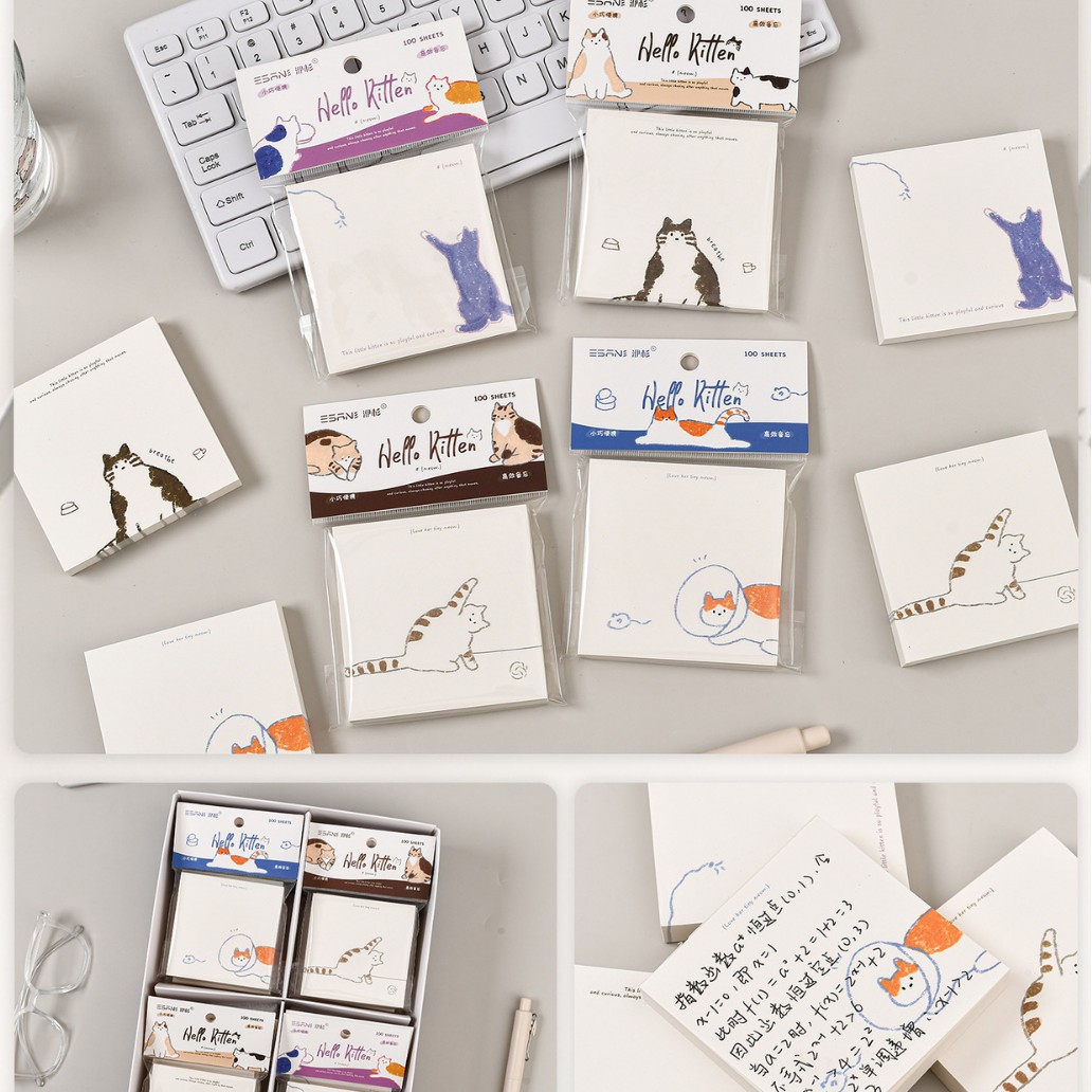Inswind dibujos animados papel de notas no adhesivo cuaderno de notas de página de color para estudiantes de papel de notas de alto valor facial