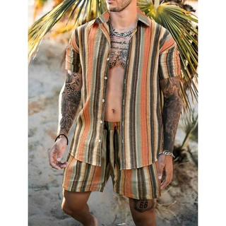 J 89934 Beach Casual Shirt Set 沙滩休闲短袖套装跨境外贸