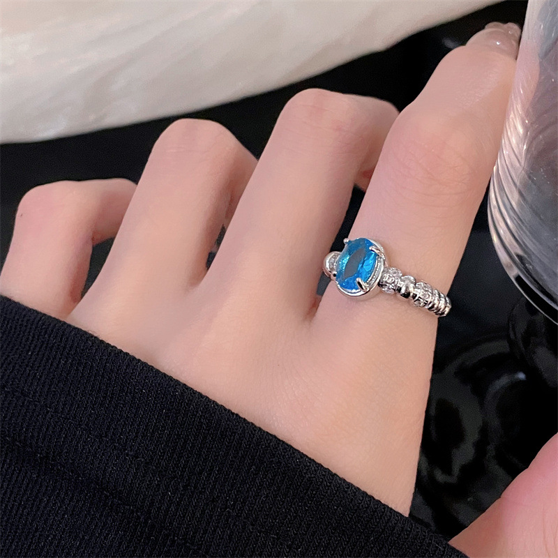 Oval, Butterfly Pattern Copper Enamel Oval Butterfly Zircon Open Rings