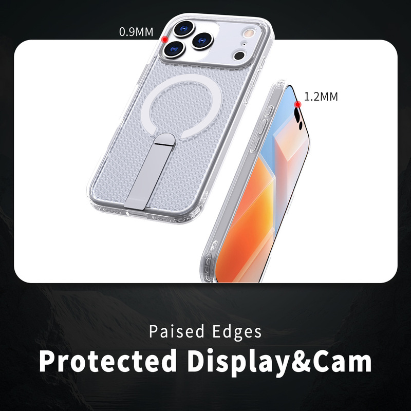 Apple 17ProMax対応 放熱磁気吸着スマホケーススタンド ハニカムパターン iPhone17 Air 耐衝撃アーマーケース|undefined
