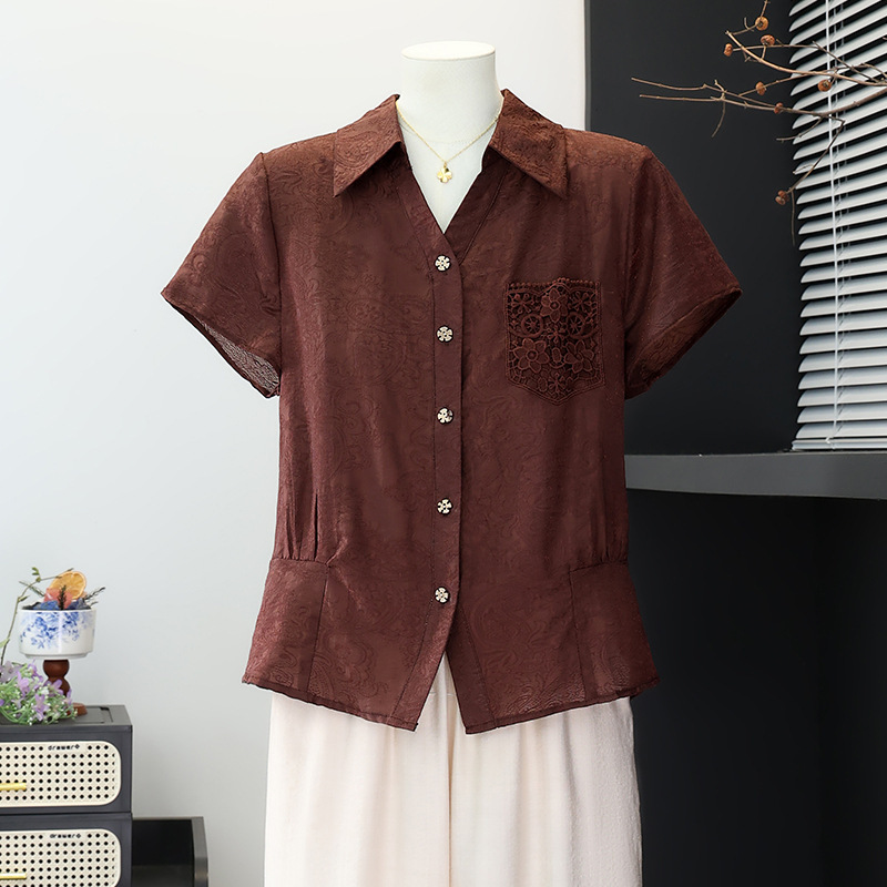 Fashion 2026 New Summer Clothing for Moms, Stylish Thin Short-Sleeve Shirts for Women, Middle-Aged Mom Summer Wear