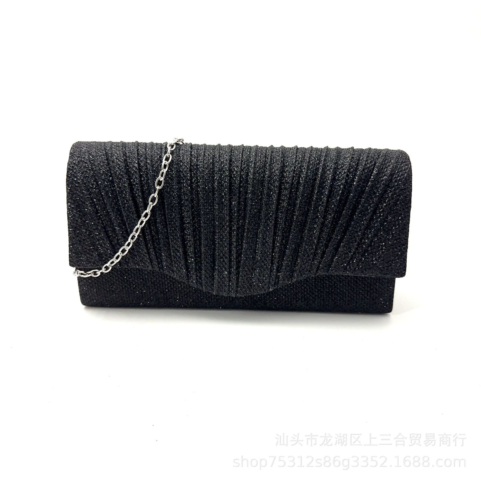 Клатч блестящий маленький, с ручкой-петлёй и плечной цепочкой, 20×5,5×10 см, вечерний стиль