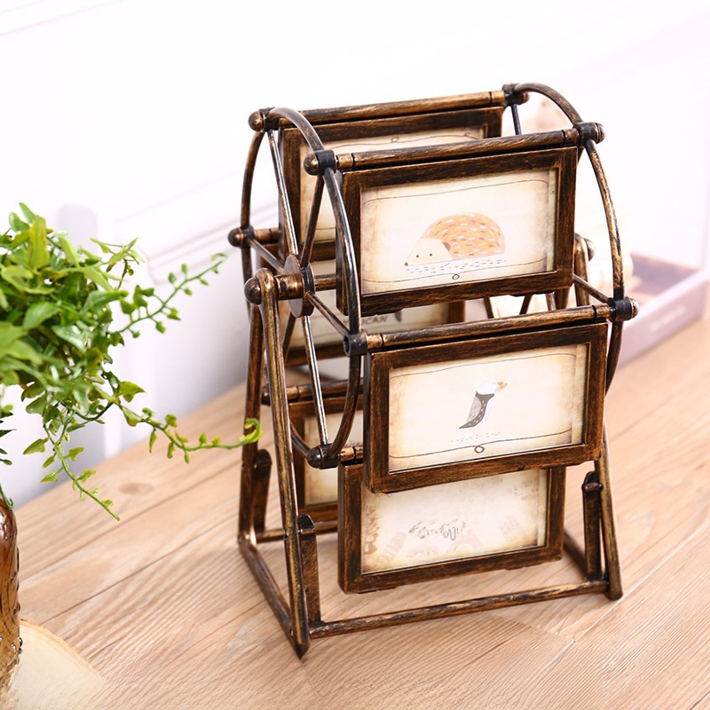 Creative home decor, vintage Ferris wheel picture frame, display stand for bars, milk tea shops, tabletop decorations, photography and wedding celebration props