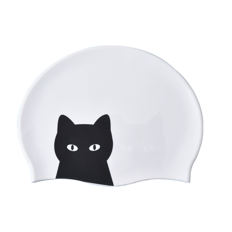Sombrero de baño de silicona para niños adultos dibujos animados impresión de animales impermeable para hombres y mujeres cabello largo protector de orejas no estrangulación de la cabeza