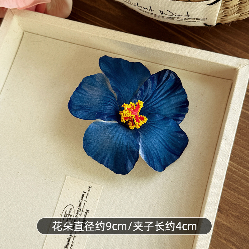 氛围感海边度假风仿真扶桑花发夹女波西米亚鸡蛋花朵发饰侧边头饰|undefined