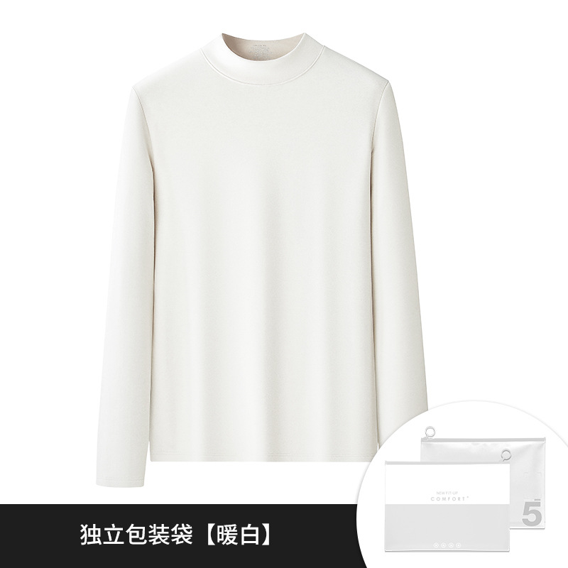 [Envío Gratis] Nueva Camiseta Térmica de Seda y Lana para Mujer, Otoño e Invierno, con Forro Polar y Cuello Medio Alto Engrosado