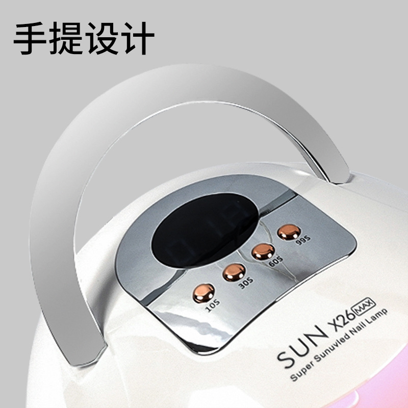 Lámpara de fototerapia de alta potencia de 380W con asa, máquina de uñas inteligente de luz roja, pegamento de esmalte de uñas de secado rápido, lámpara de uñas al por mayor
