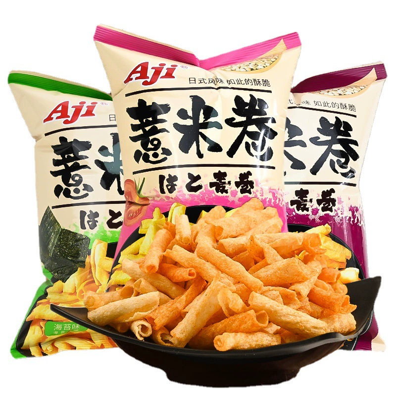 AJI ячменный рулет Японский вкус жареная водоросль томатная заправкаFries спираль офисная закуска сеть красная закуска 96 г