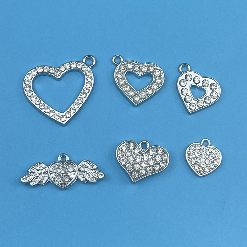 European and American Popular DIY Jewelry Accessories Zinc Alloy Heart Angel Wings Key Jewelry Accessories Pendant Pendant
