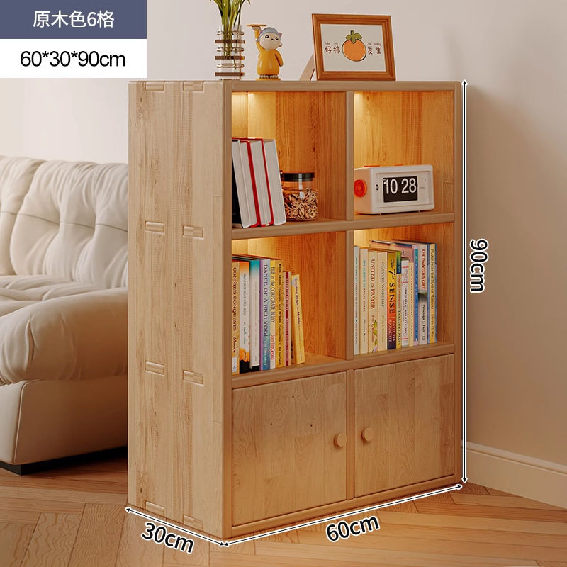 [캐비닛 도어 포함 - 두꺼운 소나무 장붓구멍 및 장부 기술] 3겹 60*30*90cm 로그 색상